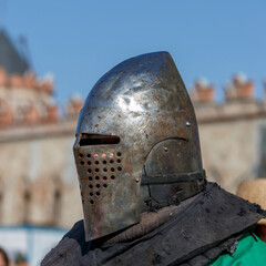 Historical restoration of knightly fights. Summer time medieval festival .Festival of medieval...