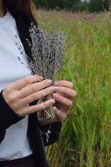 woman holding lavender