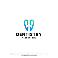 dental with letter W H logo design combination. modern dental health logo for dentistry business