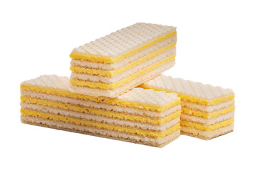 Three waffles on a white background