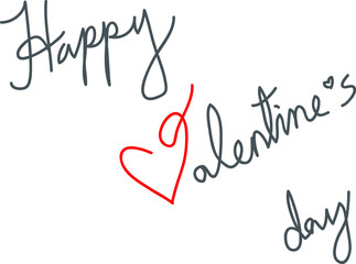 Happy valentines day Hand written with Red Heart