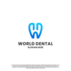 dental with letter W H logo design combination. modern dental health logo for dentistry business