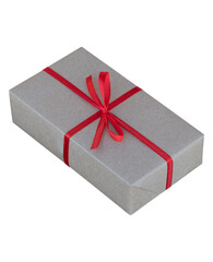 gift box in craft paper on white background