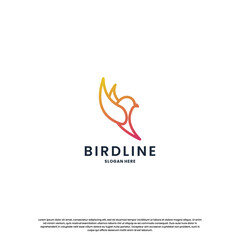 modern bird line logo design. minimalist bird logo template.