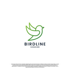 modern bird line logo design. minimalist bird logo template.