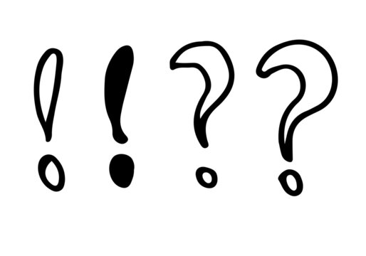 Image of question mark and exclamation mark icon on white background.