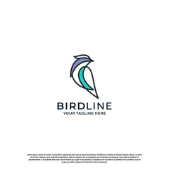 modern bird line logo design. minimalist bird logo template.