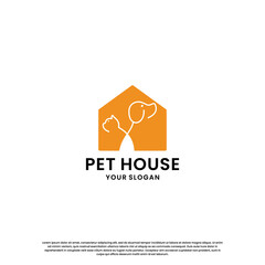 pet house, pet store logo design collection. rabbit and cat combination in the house