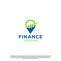 finance location logo design with stats arrow