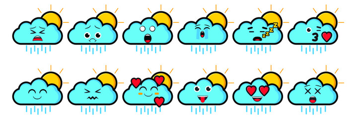cloud collection vector with emoticons