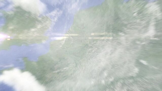 Zoom in from space and focus on Belgium, Liege. 3D Animation. Background for travel intro. Elements of this image furnished by NASA