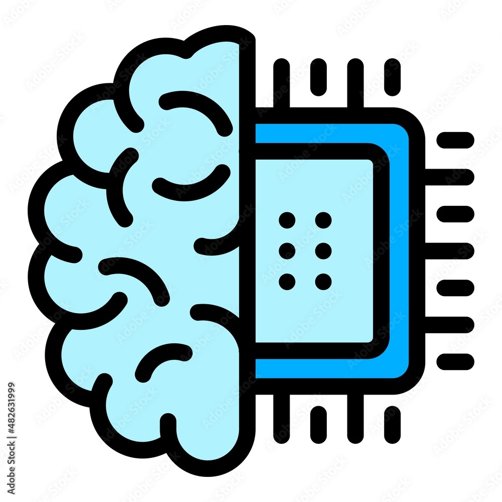 Poster ai machine brain icon outline vector. digital circuit. science computer