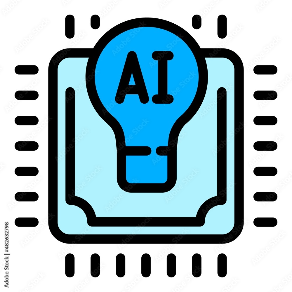 Poster ai pc processor icon outline vector. digital circuit. science computer
