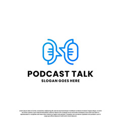 podcast talk logo design. microphone with talk combine