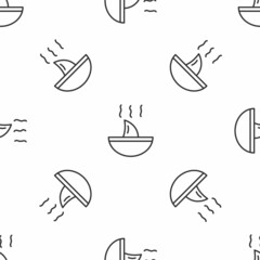 Grey line Shark fin soup icon isolated seamless pattern on white background. Vector.
