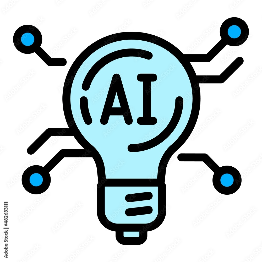 Poster ai brain idea icon outline vector. network machine. computer robot
