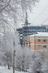 power station in winter