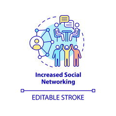 Increased social networking concept icon. Benefits of gambling hobby abstract idea thin line illustration. Isolated outline drawing. Editable stroke. Arial, Myriad Pro-Bold fonts used