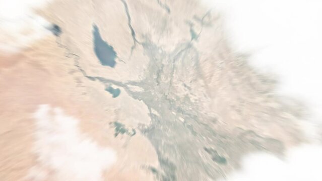 Zoom in from space and focus on Iraq, Baghdad. 3D Animation. Background for travel intro. Elements of this image furnished by NASA