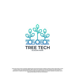 modern tree tech logo design. growth technology logo inspiration