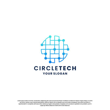 world technology logo design. abstract logo for technology. circle and circuit connection concept