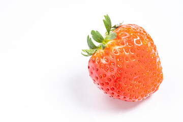 A red strawberry in white background, Fruit or food image, Nobody
