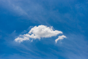 beautiful blue sky and white fluffy cloud horizon outdoor for background.