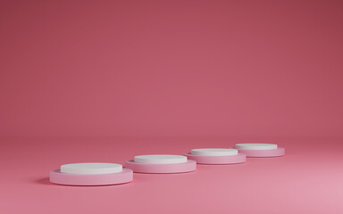 3d render of minimalist podium in pink studio and lighting for product display.