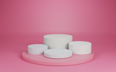 3d render of minimalist podium in pink studio and lighting for product display.