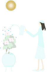 晴れた日の水やり