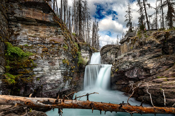 The Saint Mary Falls in the US Glacier National Park, Montana