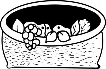 A bag with berries, herbs, and fruits. An item from the witch shop.