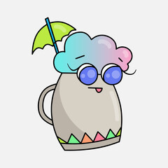 Cute Kawaii Cup Vector Illustration Cartoon Character Icon Design