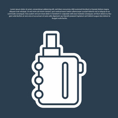 Blue line Electronic cigarette icon isolated on blue background. Vape smoking tool. Vaporizer Device. Vector