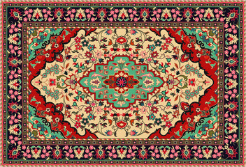 Persian carpet original design, tribal vector texture. Easy to edit and change a few colors by swatch window.