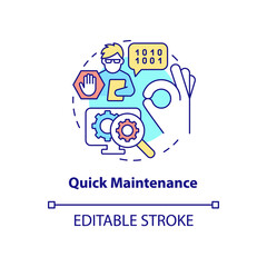Quick maintenance concept icon. Easy serviging for application. Web 3 0 abstract idea thin line illustration. Isolated outline drawing. Editable stroke. Arial, Myriad Pro-Bold fonts used