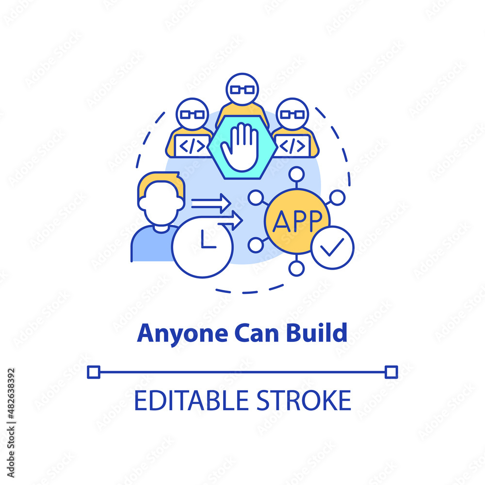 Wall mural anyone can build concept icon. blockchain technology feature. web 3 0 abstract idea thin line illust