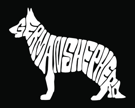 recommend clip art: Dog Art Print, German Shepherd Typography Calligram Dog Illustration, German Shepherd Word Art Print.