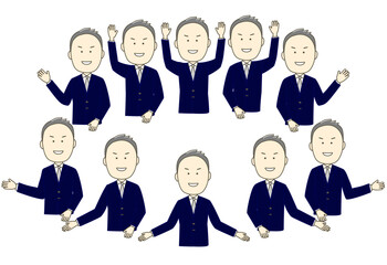 Set of business people for document