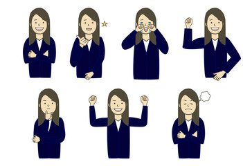 Set of business people for document