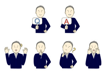 Set of business people for document