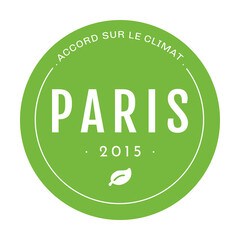 Paris climate agreement symbol called accord climat in French language - obrazy, fototapety, plakaty