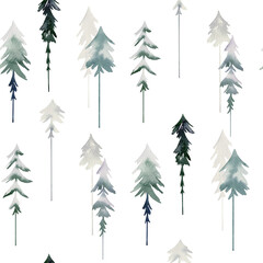 Obraz premium Seamless pattern with watercolor trees.