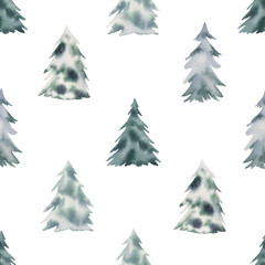 Seamless winter pattern with trees.