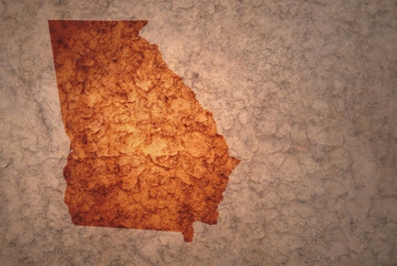map of georgia state on a old vintage crack paper background
