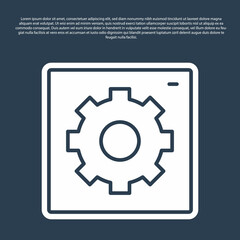 Blue line Setting icon isolated on blue background. Tools, service, cog, gear, cogwheel sign. Vector