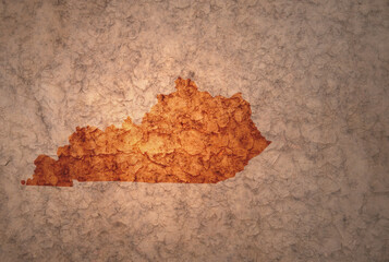 map of kentucky state on a old vintage crack paper background