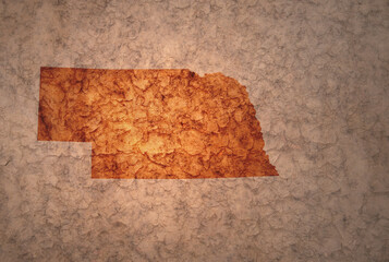 map of nebraska state on a old vintage crack paper background
