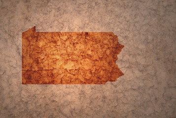 map of pennsylvania state on a old vintage crack paper background