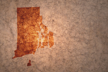 map of rhode island state on a old vintage crack paper background
